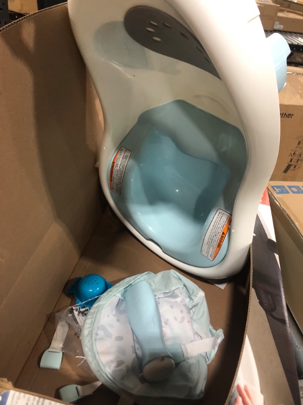 Photo 1 of Fisher-Price 4-In-1 Sling 'N Seat Bath Tub, Pacific Pebble, Baby To Toddler Convertible Tub With Seat And Toys