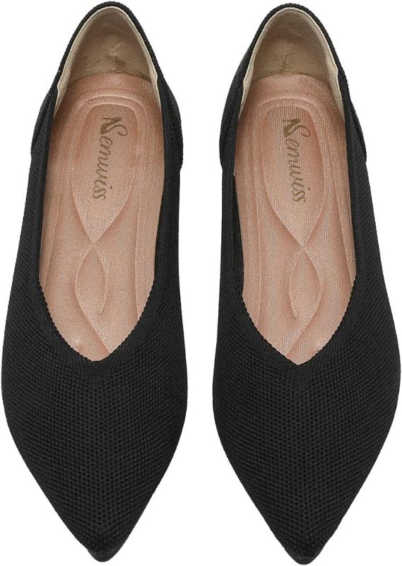 Photo 1 of [Size 6.5] MUSSHOE Flat Shoes Women Comfortable Pointed Toe Slip on Women's Flats- Black
