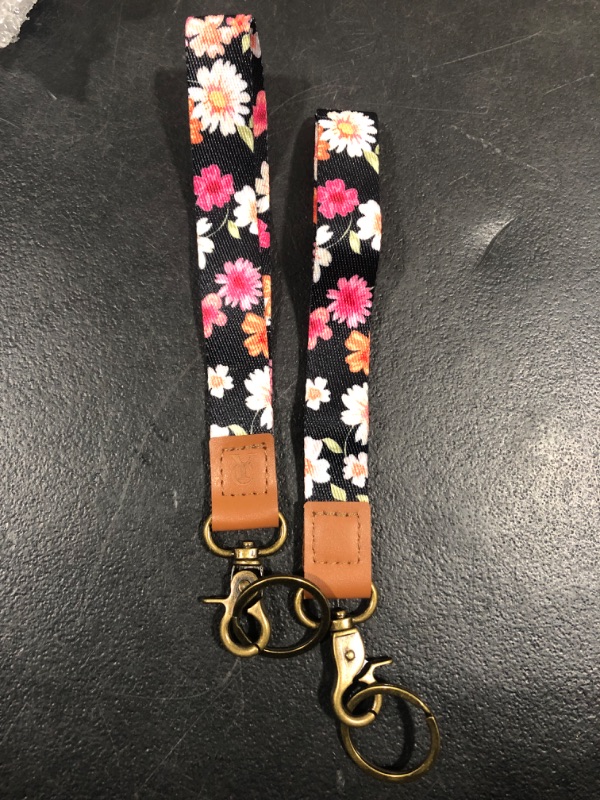 Photo 2 of 2 Pack- Wrist Lanyards Key Chain Holder Premium Quality Wristlet Lanyard Keychain for Women … (Black Chrysanthemum)