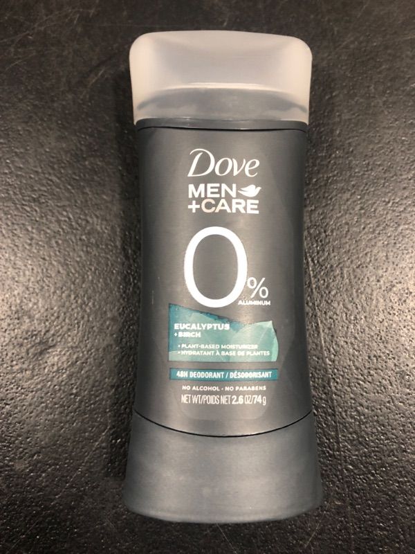 Photo 2 of DOVE MEN + CARE Deodorant Stick for Men Aluminum free deodorant Eucalyptus+Birch Naturally Derived Plant Based Moisturizer, GRAY, 2.6 Ounce