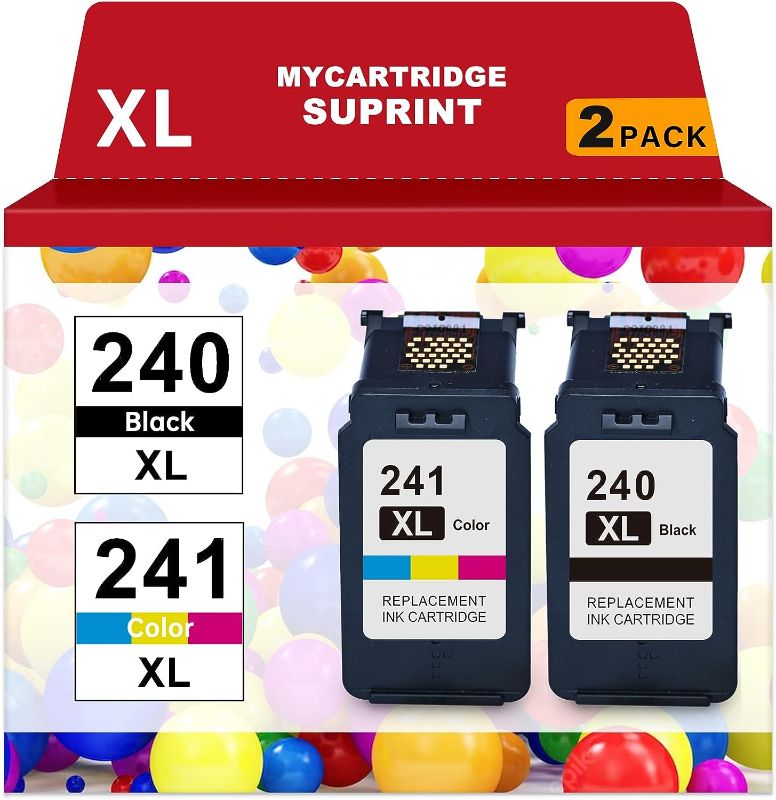 Photo 1 of myCartridge SUPRINT Remanufactured Ink Cartridge Replacement for Canon 240 241 XL 240XL 241XL PG-240XL CL-241XL PIXMA MG3620 TS5120 MG3520 MX532 MX452 MX472 MX432 MG3122 (3 Black, 1 Tri-Color, 4-Pack)