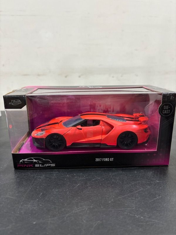 Photo 2 of 2017 Ford GT Light Red Metallic with Black Stripe Pink Slips Series 1/24 Diecast Model Car by Jada
