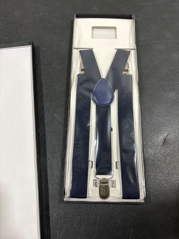 Photo 2 of CEAJOO Men's Suspenders Y Back Adjustable 1 Inch Wide with Clips- NAVY BLUE