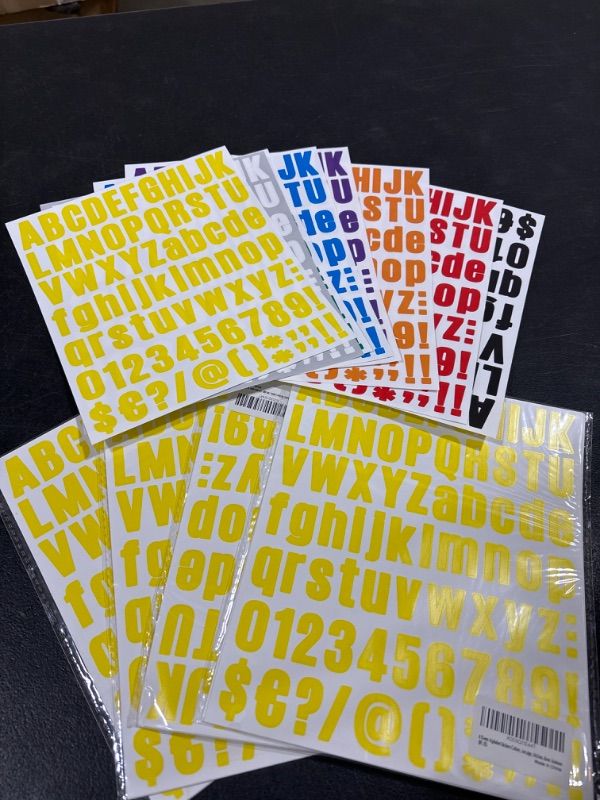 Photo 2 of 5 PACK- 8 Sheets Alphabet Stickers Colored waterproof Letter Stickers Vinyl Self-Adhesive Sticker Letters, 1 inch Number and Alphabet ABC Stickers,mailbox number, address sticker,sign, kitchen, door, business Blackface-a Sticker