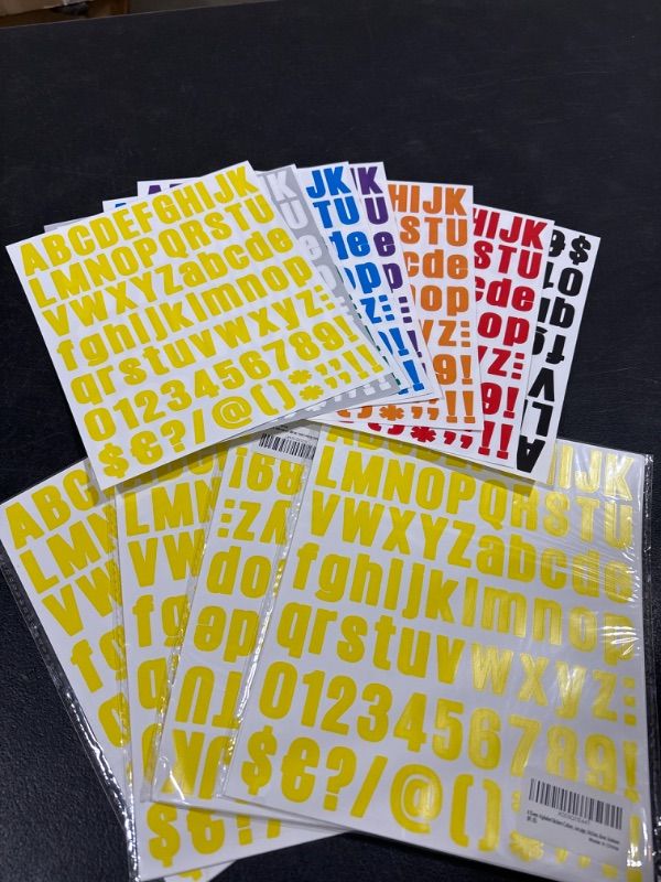 Photo 1 of 5 PACK- 8 Sheets Alphabet Stickers Colored waterproof Letter Stickers Vinyl Self-Adhesive Sticker Letters, 1 inch Number and Alphabet ABC Stickers,mailbox number, address sticker,sign, kitchen, door, business Blackface-a Sticker