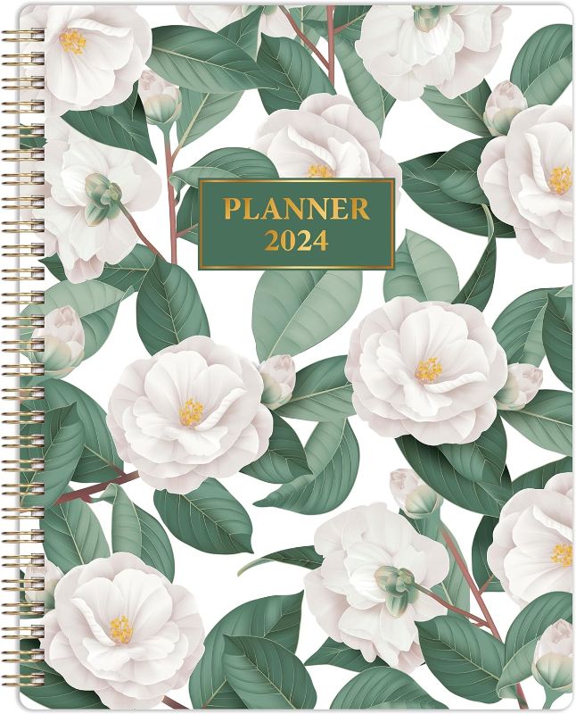 Photo 1 of 2024 Planner - Planner 2024 from January 2024 - December 2024, 8" x 10", 2024 Planner Weekly and Monthly with Thick Paper + Twin-Wire Binding + Printed Tabs - Green
