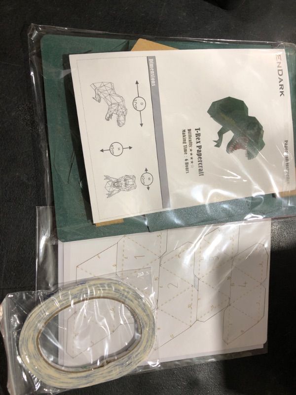 Photo 1 of ENDARK T-Rex Head Wall Decor, DIY Papercraft Cardboard Animal 3D Head Wall Mount Tyrannosaurus Rex Paper Trophy (Green) T-rex Green