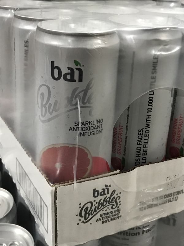 Photo 2 of 132 Cans (11 cases of 12) Bai Bubbles Sparkling Water, Gimbi Pink Grapefruit, Antioxidant Infused Drinks, 11.5 Fluid Ounce Can
(PLEASE REVIEW PICTURES)
(DATES PICTURED)