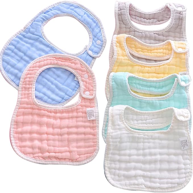 Photo 1 of  Bibs Muslin, Baby Drool Bibs Lap-shoulder Drool Cloths Adjustable Multi-Use Scarf Bibs 8-Layer 100% Organic Cotton With Super Absorbent& Soft Drooling Bibs Breathable for Boys Girls