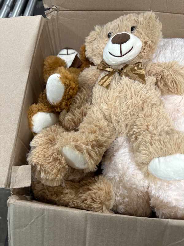 Photo 3 of Christmas Bears Stuffed Animals Soft Plush Toy Bears for Birthday Party Valentine's Day Christian Charity Donation Supplies (White, Brown, Khaki)