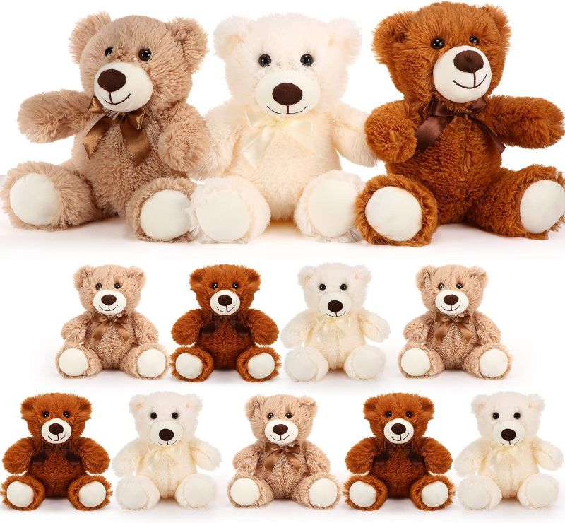 Photo 1 of Christmas Bears Stuffed Animals Soft Plush Toy Bears for Birthday Party Valentine's Day Christian Charity Donation Supplies (White, Brown, Khaki)