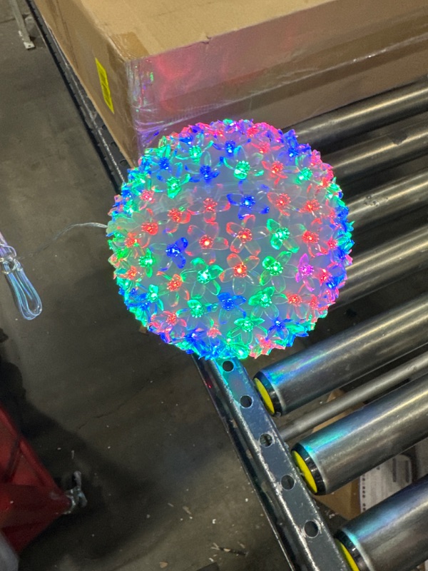 Photo 2 of Alpine Corporation 8" H Indoor/Outdoor Flashing Sphere Hanging Ornament with Multi-Colored LED Lights White