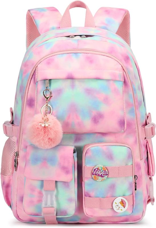 Photo 1 of Hidds Laptop Backpacks 16 Inch School Bag College Backpack Anti Theft Travel Daypack Bags Bookbags for Teens Girls Women Students (Tie-Dye Pink)
