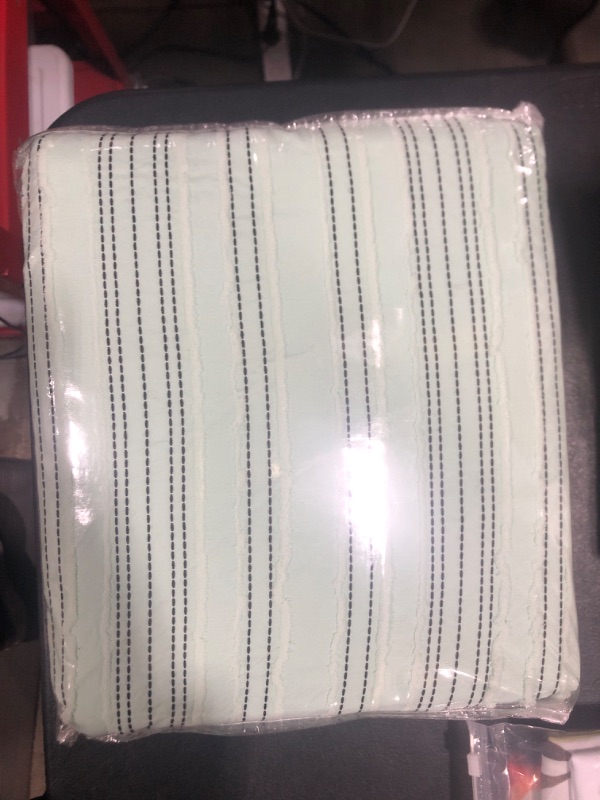 Photo 1 of [Size King] PY HOME & SPORTS 3 Pieces Bedding Duvet Cover Set, Boho Tufte Stripe King Duvet Cover, Comforter Quilt Cover with 2 Pillow Shams-Light Green Boho-light Green King-104x90 inches