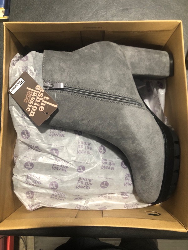 Photo 2 of [Size 8] JABASIC Women High Heel Ankle Boots Chunky Platform Booties 8 Grey