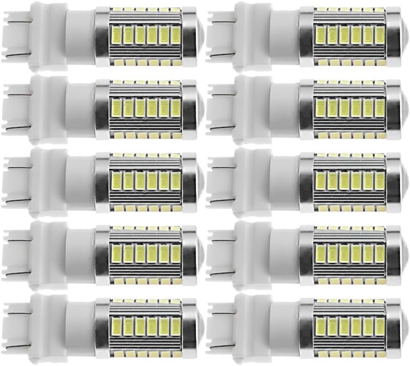 Photo 1 of 10X Pure White 3157 LED Light Bulbs 3157 LED Brake Lights Backup Reverse Lights 3156 LED Reverse Tail Lights Turn Signal - 3056 3156 3057 3157 4157 5630 33-SMD RV Camper Trailer LED Light Bulbs 6000K