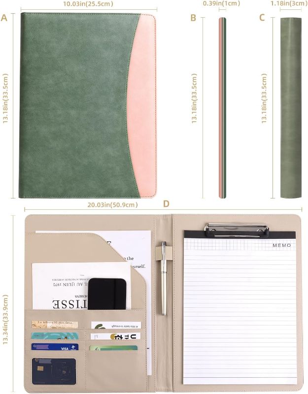 Photo 2 of Padfolio Clipboard Folder Portfolio, QSWERNB Storage Clipboard with Cover for Legal Pad Holder Letter Size A4 Writing Pad for Business School Office Conference Notepad Clip Boards