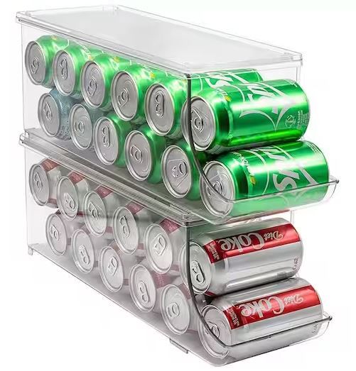 Photo 1 of 2-Pack Clear Plastic Stackable Dispenser Holds 12 Cans Can Holder
