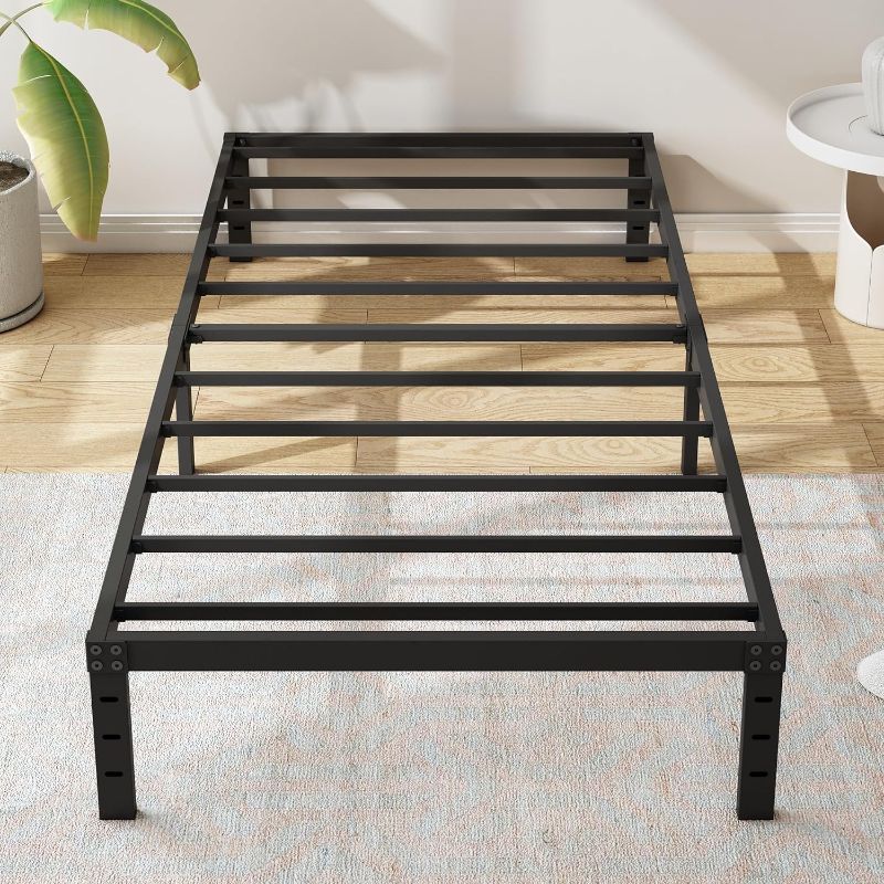 Photo 1 of  Twin XL Size Bed Frames, Heavy Duty Metal Bed Frame Twin, No Box Spring Needed, Easy Assembly, Noise-Free, Black