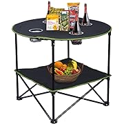 Photo 1 of  Camping Tables That Fold Up Lightweight Portable Outdoor Table with 4 Cup Holders and Carrying Bags for Outdoor Picnic,Barbecue,Travel,Fishing(Black+Army Green)