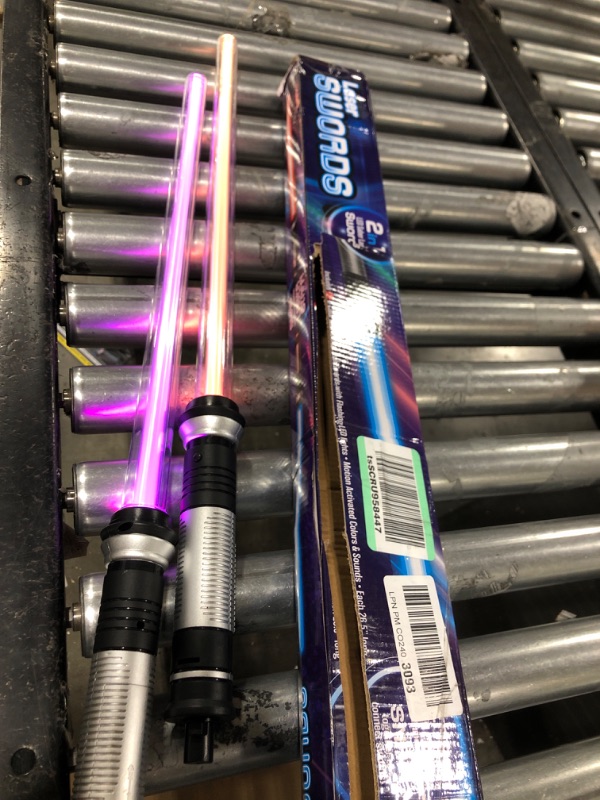 Photo 2 of JOYIN 2-in-1 Light Up Saber(6 Colors), Light Swords Set, LED Dual Laser Swords, Realistic Handle for Kids, FX Sound (Motion Sensitive) for Galaxy War Fighters Warriors, New Years Eve Party Supplies