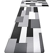 Photo 1 of White Grey Black Kitchen Rugs and Mats Set of 2 Modern Abstract Art Cushioned Anti Fatigue Kitchen Rugs Set Geometric Non-Skid Washable Kitchen Mats for Kitchen Sink Laundry