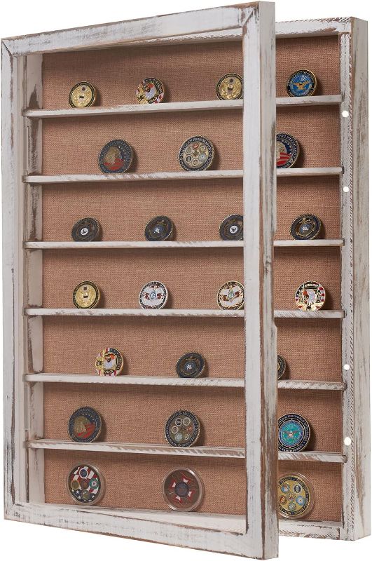 Photo 1 of 18x24 Shadow Box with Shelves and Magnetic Door, Oversized Shadow Boxes Display Cases with Detachable Shelves for Coins Medals Bouquet Figures Miniatures-Vintage White