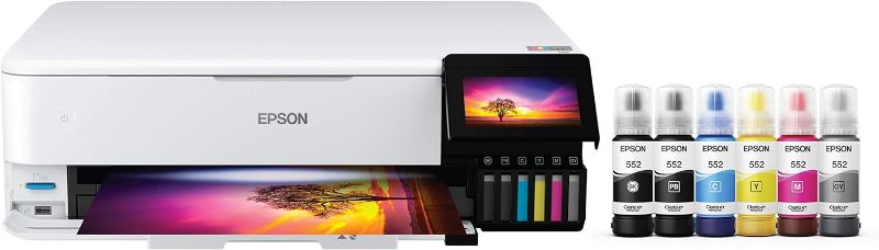 Photo 1 of Epson EcoTank Photo ET-8550 Wireless Wide-Format All-in-One Supertank Printer with Scanner, Copier, Ethernet and 4.3-inch Color Touchscreen, Large, White
