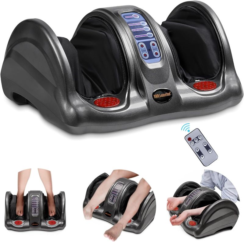 Photo 1 of Electric Shiatsu Foot Massager with Remote for Pain Relief, Deep Kneading Rolling Feet and Calf Massager, Leg Circulation Machine for Plantar Fasciitis and Neuropathy, Men Women Gifts, Gray
