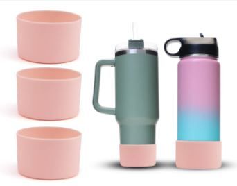 Photo 1 of 3 Pcs Silicone Cup Boot for Stanley Quencher Adventure 40 Oz Tumbler With Handle & Stanley Iceflow 20oz 30oz, Anti-Slip Protective Boot Cup Accessories for Hydro Sport Flask Water Bottle 12oz - 24oz (Width:2.8 inch, Light Pink) Width:2.8 inch Light Pink