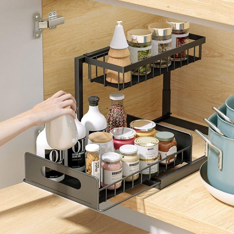 Photo 1 of  Under Sink Organizer and Storage, Pull Out Cabinet Organizer, 2-Tier Slide Out Sliding Shelf Under Cabinet Storage, Enhanced structural design- Anti-corrosion- More space for storage