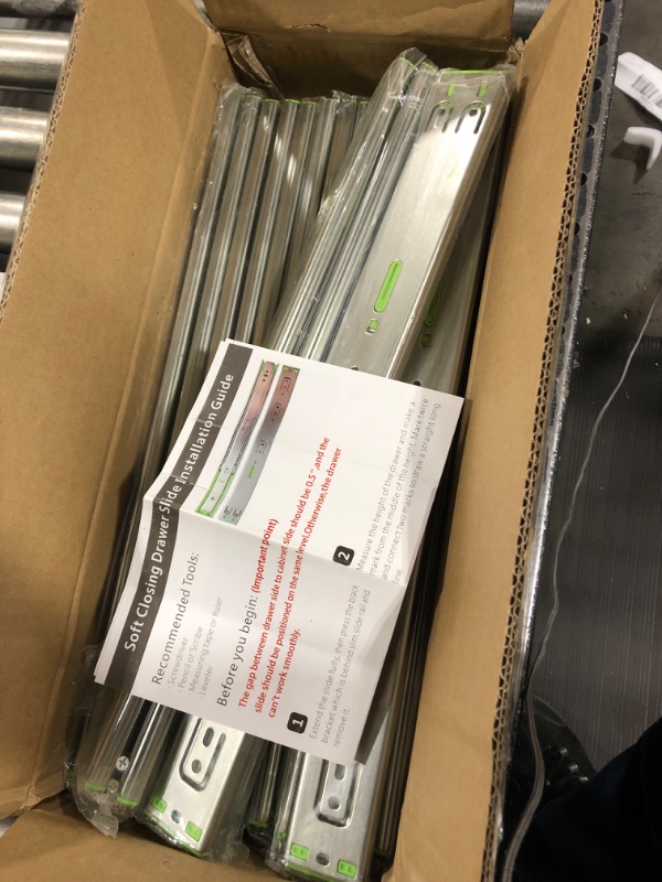 Photo 1 of  20 Inch Drawer Slides,10 Pairs Soft Close Drawer Slides Heavy Duty Drawer Slides Full Extension Ball Bearing Drawer Slides for Cabinets,100 LB Capacity