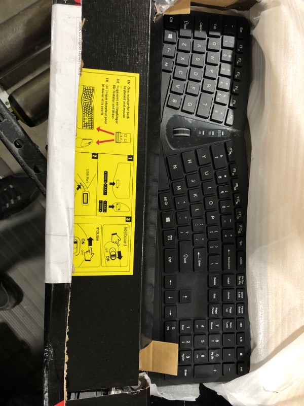 Photo 2 of Perixx Periduo-605, Wireless Ergonomic Split Keyboard and Vertical Mouse Combo, Adjustable Palm Rest and Membrane Low Profile Keys, Black, US English Layout (11633)