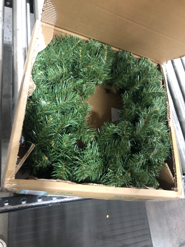 Photo 2 of 24-in. Pre-Lit Dual LED North Valley Spruce Artificial Wreath, Green
