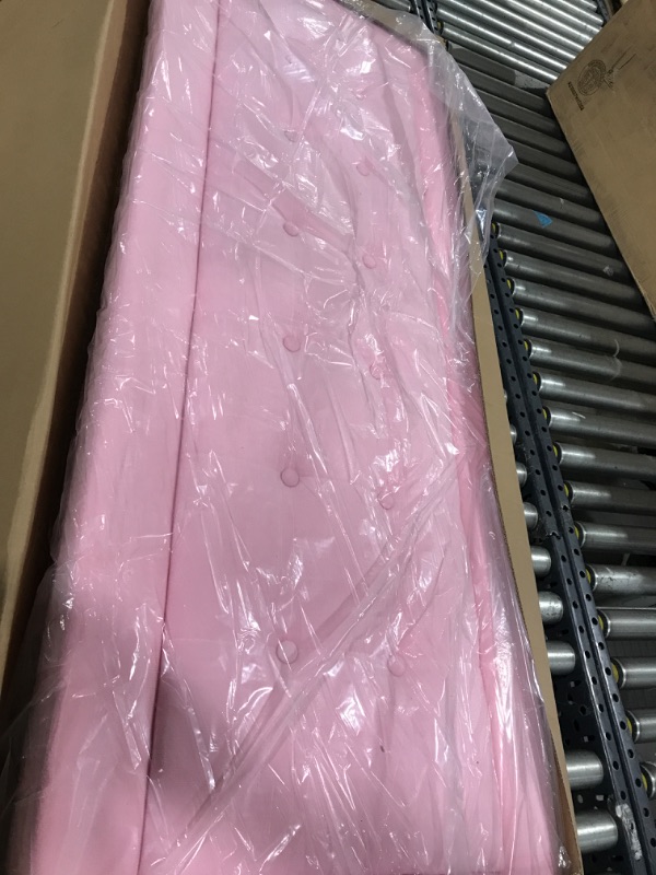 Photo 1 of UNIZONE Queen Upholstered Bed Frame with Headboard, Tufted Platform Bed with Button Headboard, Wood Slats Support, Mattress Foundation, No Box Spring Needed, Easy Assembly, Modern, Velvet, Pink Pink Velvet Queen