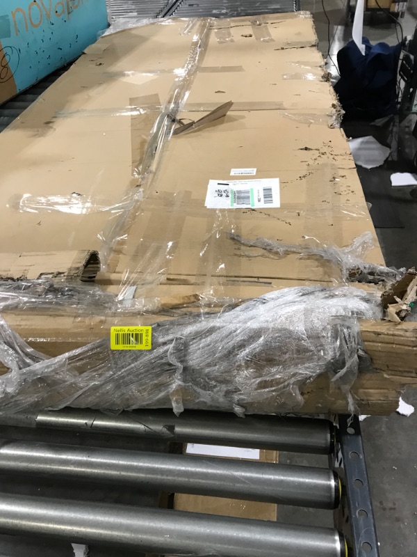 Photo 1 of 38 x 84 in Glass Barn Door with 6.6FT Sliding Hardware Kit & Handle, Pre-Drilled Ready to Assemble, Waterproof PVC Coating, White, 5-Panel Glass