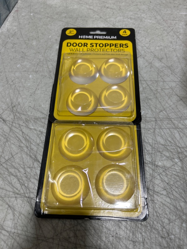 Photo 2 of 2 PACK - Door Stoppers Wall Protector - Durable Door Stops for Wall with Strong Adhesive - Easy to Install Wall Protectors from Door Knobs Damage (4 Pack, Clear) 