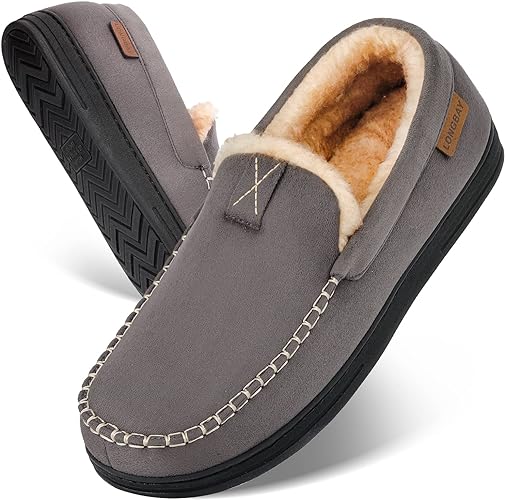 Photo 1 of (8) LongBay Men's Moccasin Winter Slippers Comfy House Shoes with Memory Foam Support for Indoor Outdoor 