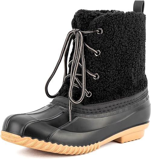 Photo 1 of (11) MaxMuxun Women's Duck Boots,Comfortable Lace up Waterproof Bean Boots, Rain Winter Snow Boots
