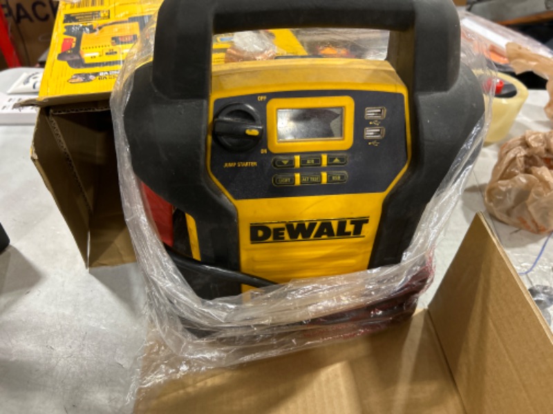 Photo 2 of DEWALT DXAEJ14-Type2 Digital Portable Power Station Jump Starter - 1600 Peak Amps with 120 PSI Compressor, AC Charging Cube, 15W USB-A and 25W USB-C Power for Electronic Devices 1600 Amps