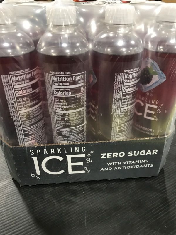 Photo 2 of Sparkling ICE, Black Raspberry Sparkling Water, Zero Sugar Flavored Water, with Vitamins and Antioxidants, Low Calorie Beverage, 17 fl oz Bottles (Pack of 12)