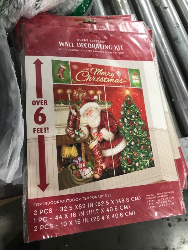 Photo 2 of Amscan 670203 Merry Christmas Wall Vinyl Scene Setters Kit, 5 Ct. | Party Decoration 59" x 32 1/2"