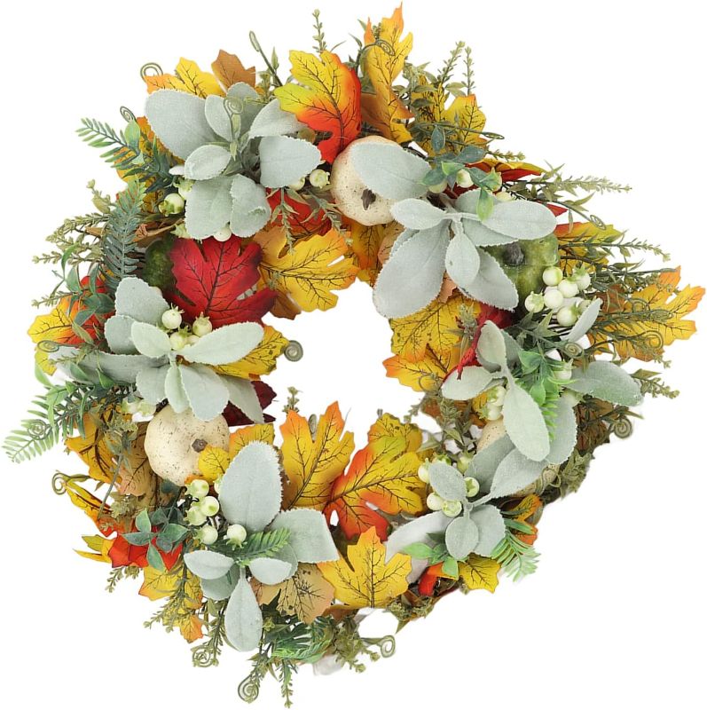 Photo 1 of Front Door Wreath, 45cm Hanger Hanging Pumpkin Wreath Home Relaxed Decor Party Table Fireplaces Porch Walls New Years Halloween Home Décor
