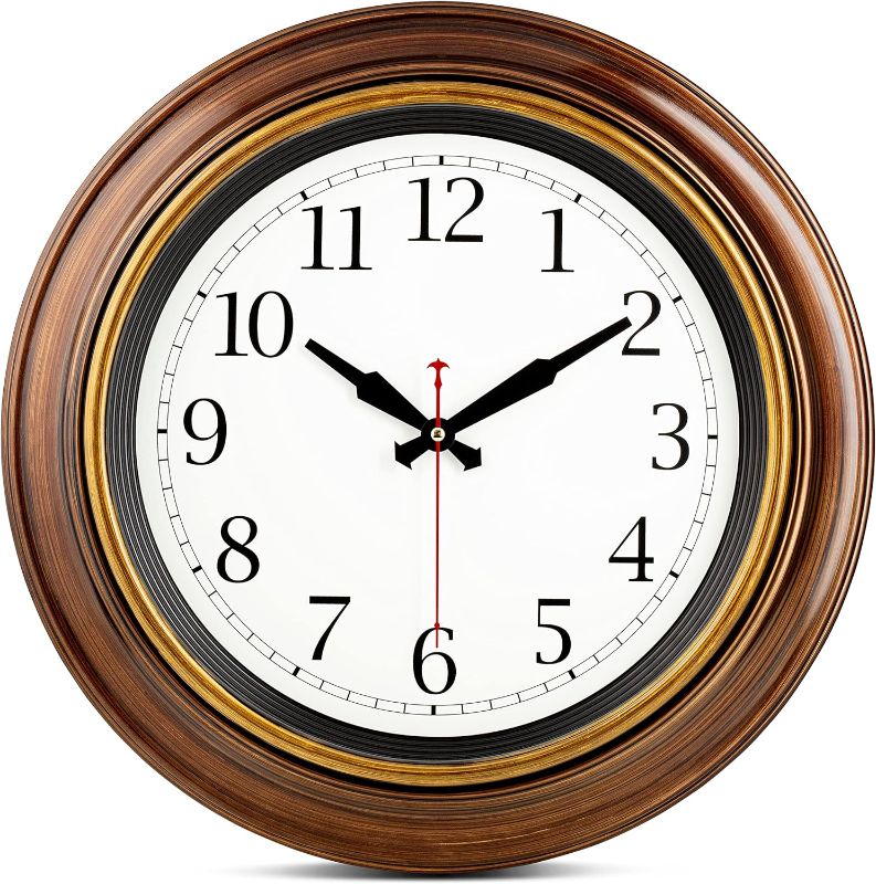 Photo 1 of Bernhard Products Large Wall Clock 18" Quality Quartz Silent Non Ticking, Battery Operated for Home/Living Room/Over Fireplace, Beautiful Decorative Timeless Stylish Bronze XL Clocks, Easy to Read
