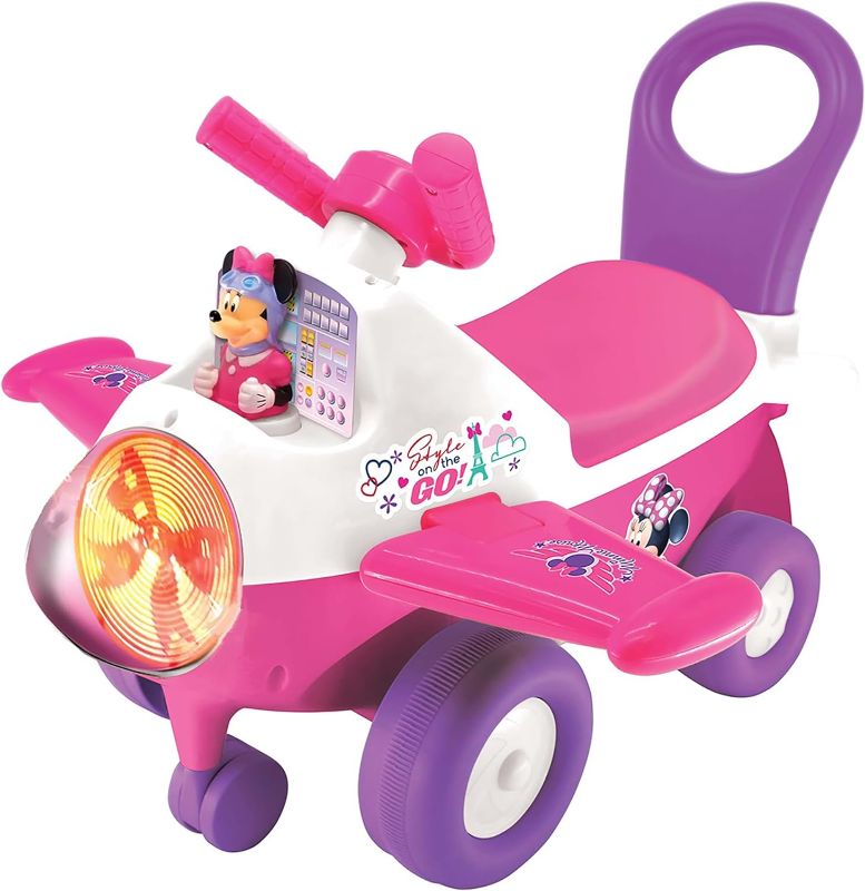 Photo 1 of Kiddieland Disney Animated Lights: Minnie Mouse Activity Plane Kids Interactive Push Toy Car, Foot to Floor, Toddlers, Ages 12-36 Months, Large
