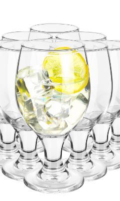 Photo 1 of Patelai Clear Glasses 13.5 oz Water Goblet Glass Stemmed Water Glasses for Juice Wine Beer Tea Milk Cold Beverages Drinks 6 PCS