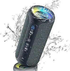 Photo 1 of Ortizan Bluetooth Speakers, 40W Loud Stereo Portable Wireless Speaker, IPX7 Waterproof Shower Speakers with Bluetooth 5.3, Deep Bass, LED Light, Microphone, True Wireless Stereo for Home, Outdoor

