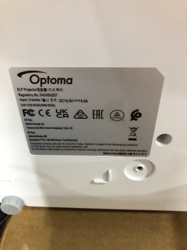 Photo 1 of Optoma UHZ66 Compact Long Throw True 4K UHD Laser Home Cinema and Gaming Projector, 4000 Lumens
