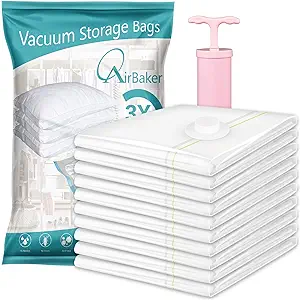 Photo 1 of 10 Pack (Jumbo) Vacuum Storage Bags, Space Saver Sealer Bags for Clothes Comforters Blankets Pillows with Travel Hand Pump