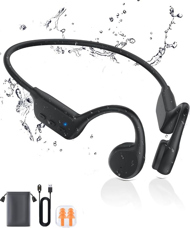 Photo 1 of Bone Conduction Headphones Open Ear Bluetooth 5.3 Wireless Swimming Headphones Sport Earbuds with Mic Call Noise Reduction Earphones for Running Cycling Hiking.
